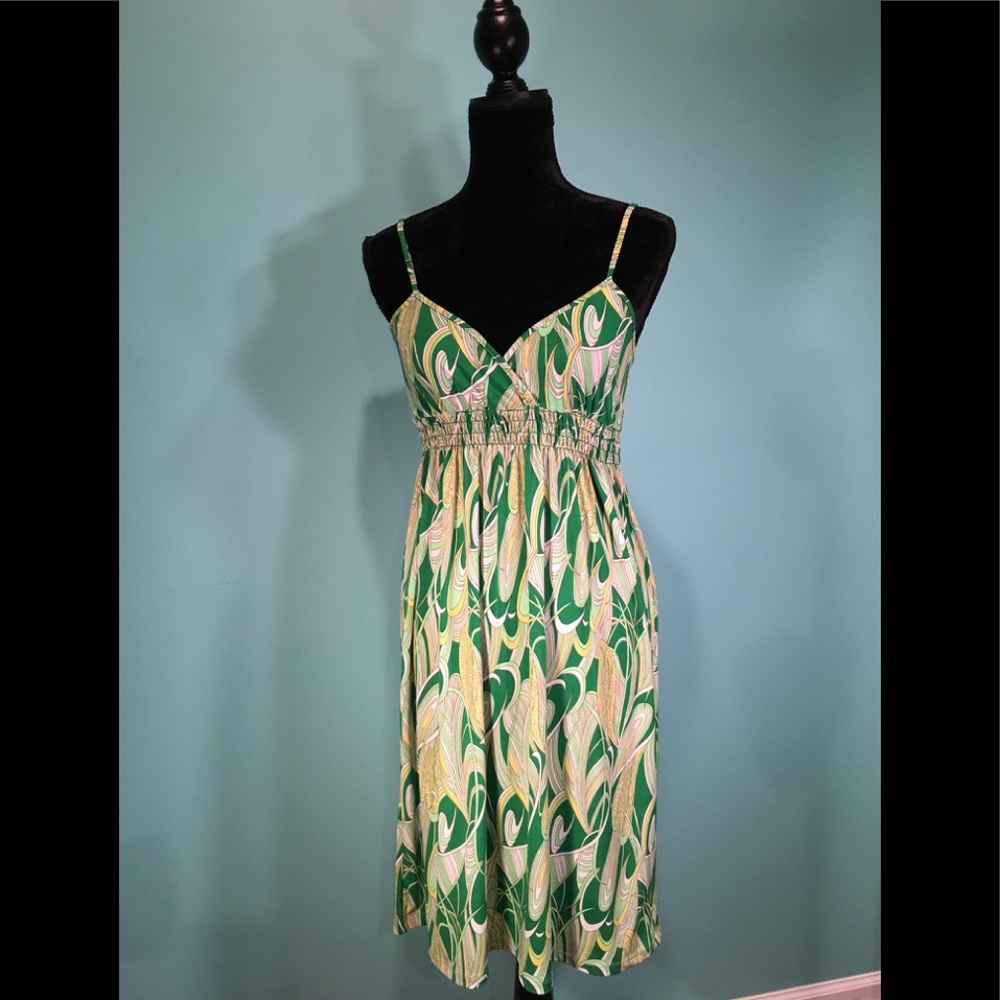 🆕 NWT CDR Green Print  Sun Dress Size L